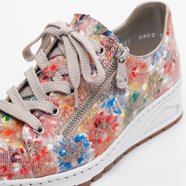 Rieker Ladies Floral print Lace Up shoe