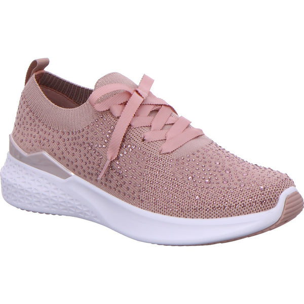 Ara Ladies Woven Stretch Lace Up Sneaker Pink