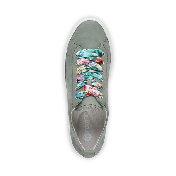 Remonte Ladies Multi Lace Flatform Sneaker Mint