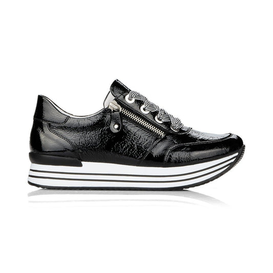 Remonte Ladies Double Sole Zip Sneaker Black