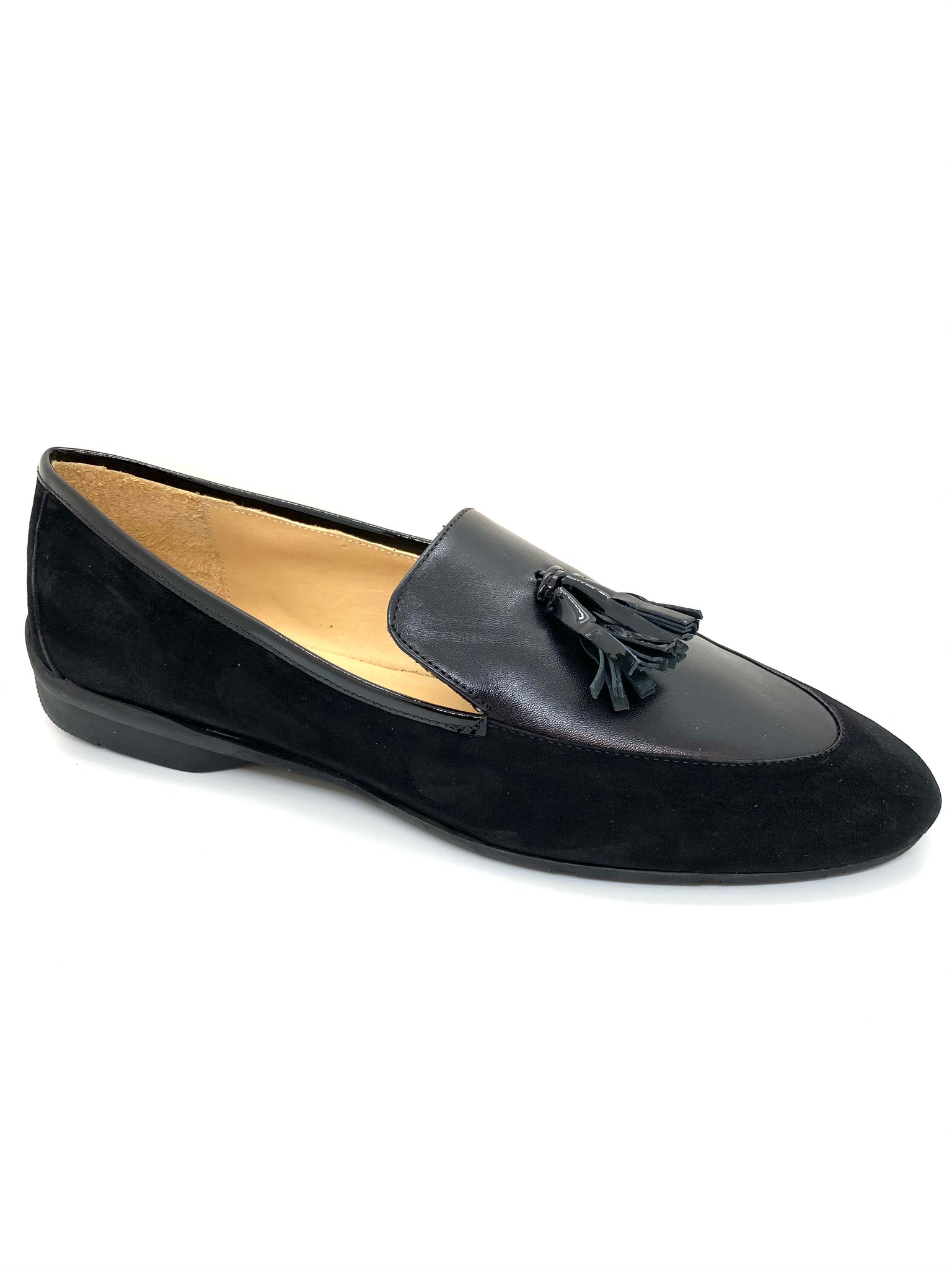 Low Heel Suede And Leather Tassel Loafer