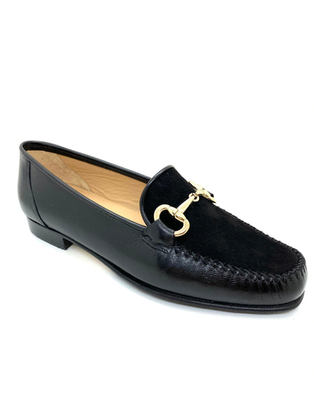 Low Heel Moccasin Loafer With Gold Trim