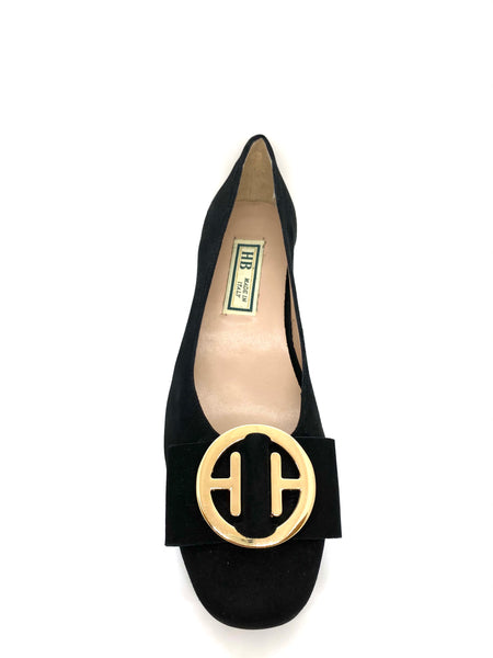 June Low Heel Pump Shoe with Gold Buckle Detail