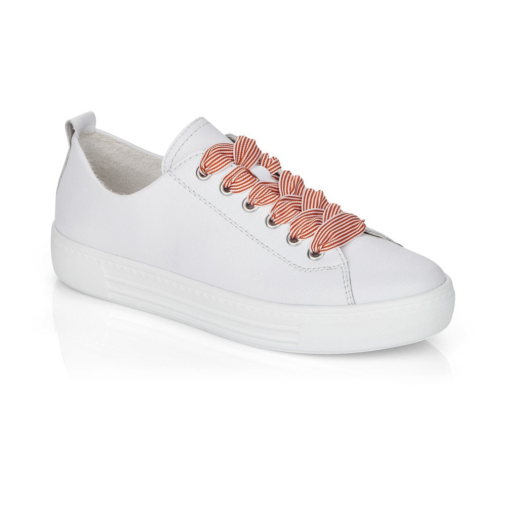 Remonte Ladies Multi Lace Flatform Sneaker White