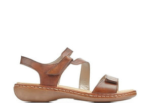 Rieker Ladies Low Heel Velcro Strap Sandal