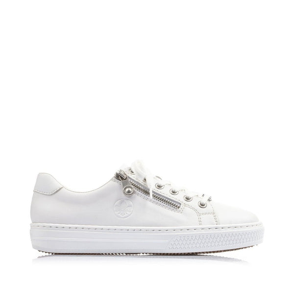 Rieker Ladies White Leather Lace Up Trainer
